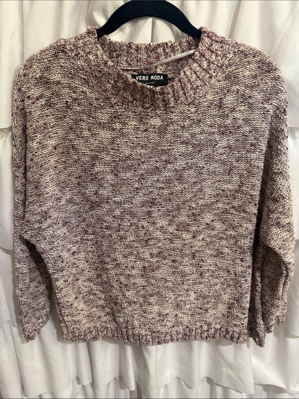 Vero Moda Marled Crewneck Sweater in Mauve Blend